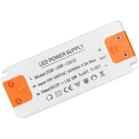 Transformateur 220V 12V - 230V Transformateur Led Driver, 18W 1.5A Alimentation Transfo 12V,  Sans Bruit, Pour Lampes HalogèNes G4 Mr16 Gu5.3