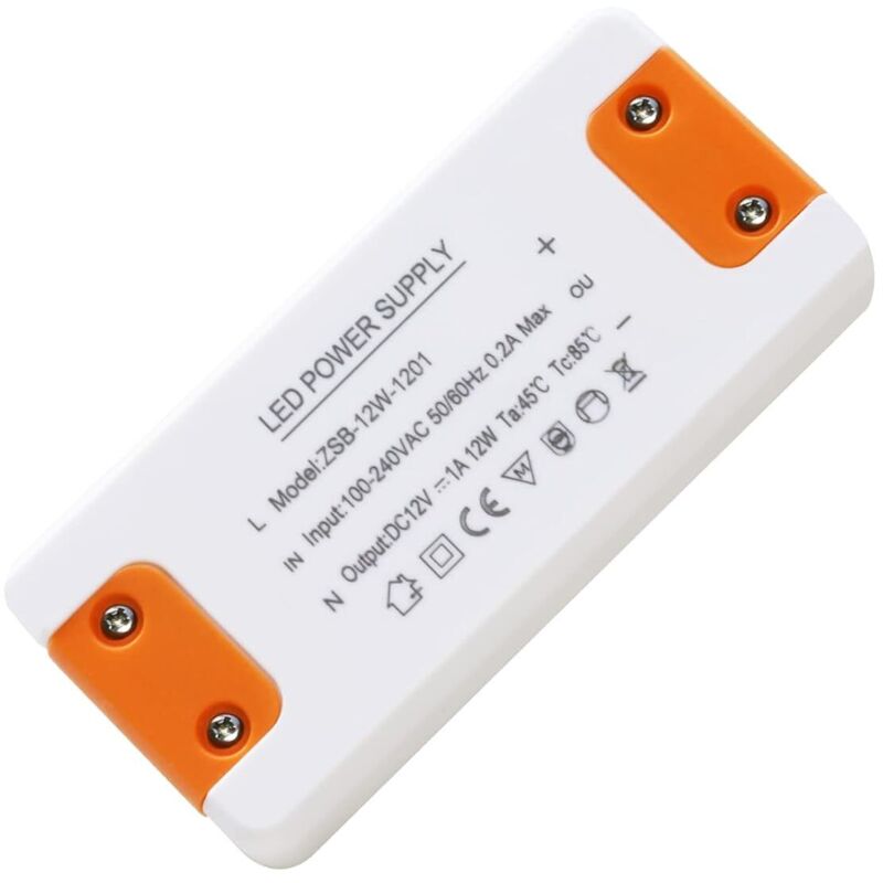 Transformateur 220V 12V LED 12W, LED Driver alimentation 12v 12w 1A, led driver 12v, convertisseur 220v 12v, Convertisseur De Tension AC à DC