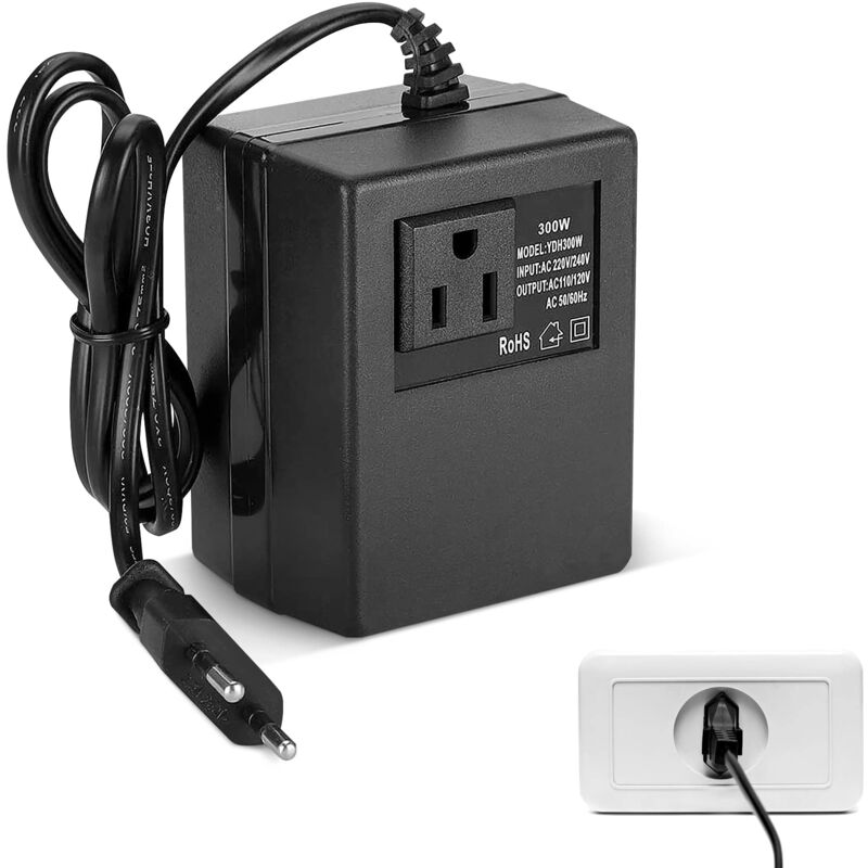 Largeight - Transformateur 220V/240V to 110V/120V, Adaptateur de Prise Convertisseur de Tension de Transformateur de Puissance de Prise eu
