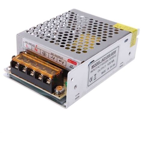TRANSFORMATEUR D'ALIMENTATION 220-12V POUR CAMéRA LED ET LUMIèRES 5A métal