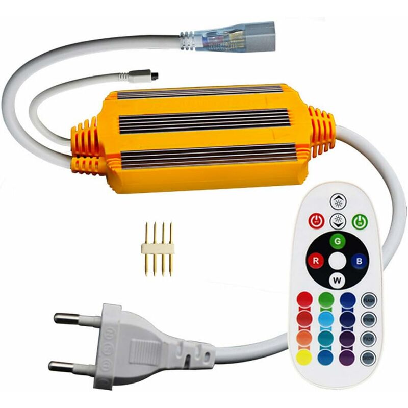 Transformateur d'alimentation 220V pour bande led rgb 5050, étanche IP68, avec télécommande infrarouge à 24 boutons, seul transformateur