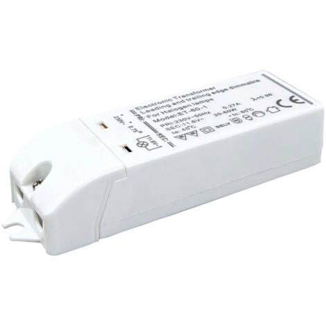 Transformateur de couant électronique pour luminaire, puissance 20 à 60W, tension entrée 240V sortie 12V - Tibelec