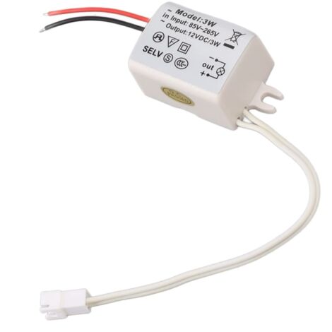 Transformateur de Pilote LED DC12V 3W Compact Protection contre les Surtensions Adaptateur D'alimentation de Lecteur LED pour Bandes Lumineuses LED Ampoules LED Lumières