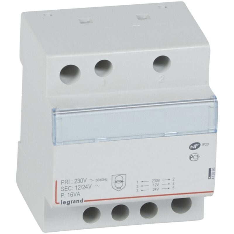 Transformateur de sécurité - 12 / 24 volts - 16va Legrand 413095