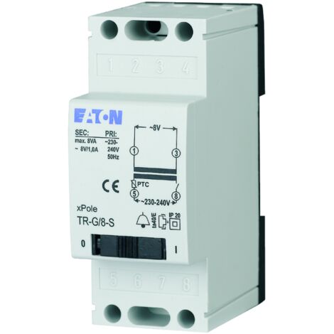 Transformateur de sonnette Eaton tr-g3/8 8 VA montage rail DIN