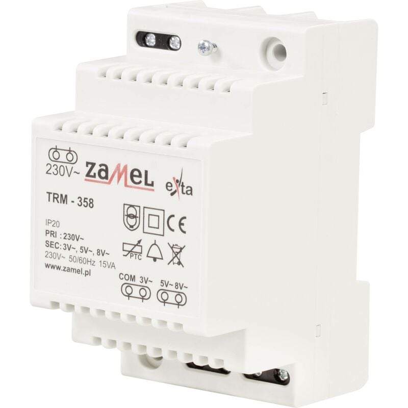 Zamel - transformateur de sonnette TRM-358 3 v/ac, 5 v/ac, 8 v/ac 5 a