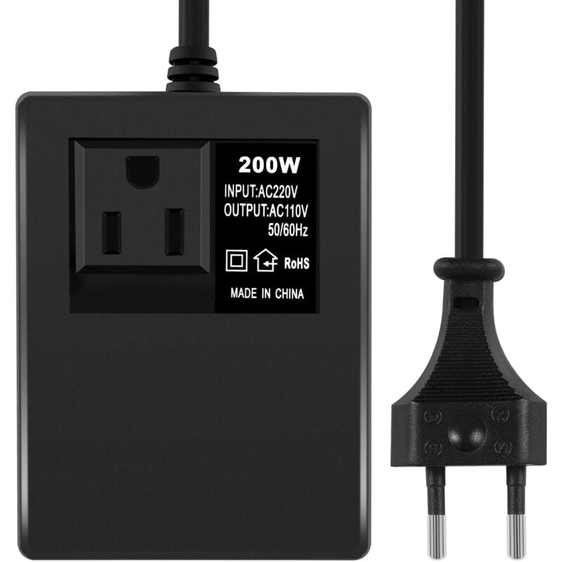 Rqiurpn - Transformateur de Tension 200 w 220 v vers 110 v Adaptateur Secteur de Voyage Convertisseur de Puissance Prise européenne