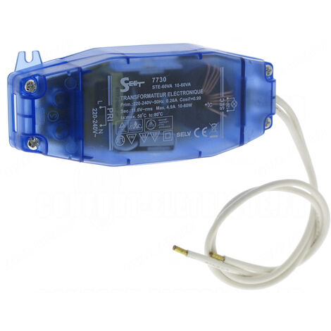 Transformateur électronique 230V-12V 10-60VA – Alimentation pour éclairages LED et halogènes – Installation facile – Indice de protection IP20 – Europole