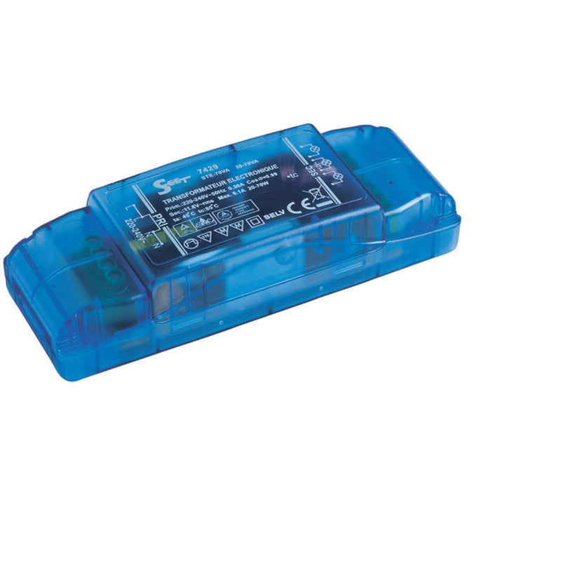 Transformateur électronique - 12 volts / 70va - avec cable Europole 7429c