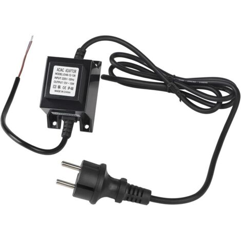 Transformateur LED 12 V 15 W IP68 - Pour usage extérieur - Étanche - Idéal pour les piscines - Transformateur 220 V vers 12 V - LED avec prise - Entrée/Sortie 220 V - 50 Hz - 12 V CA