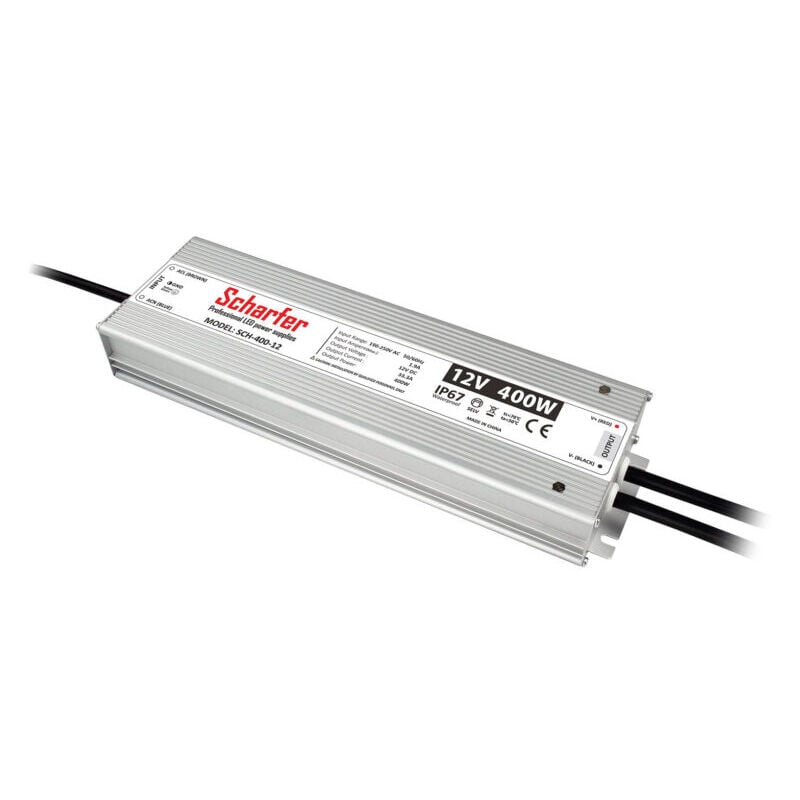 Transformateur LED 12V étanche 400W IP67 33.3A Scharfer SCH-400-12