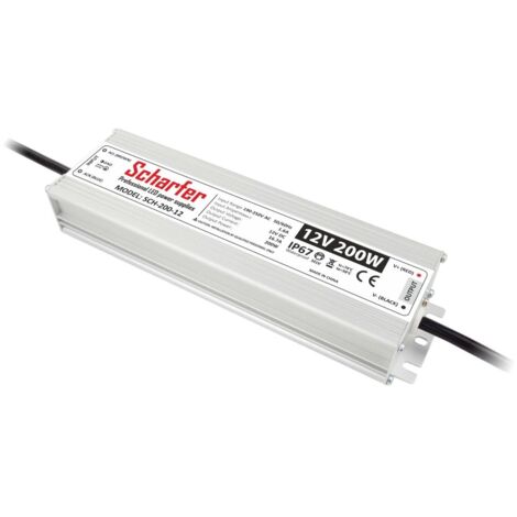 Transformateur LED 200W 12V étanche IP67 – Courant 16,67A – Boîtier aluminium – Protection surcharge et court-circuit - SCH-200-12