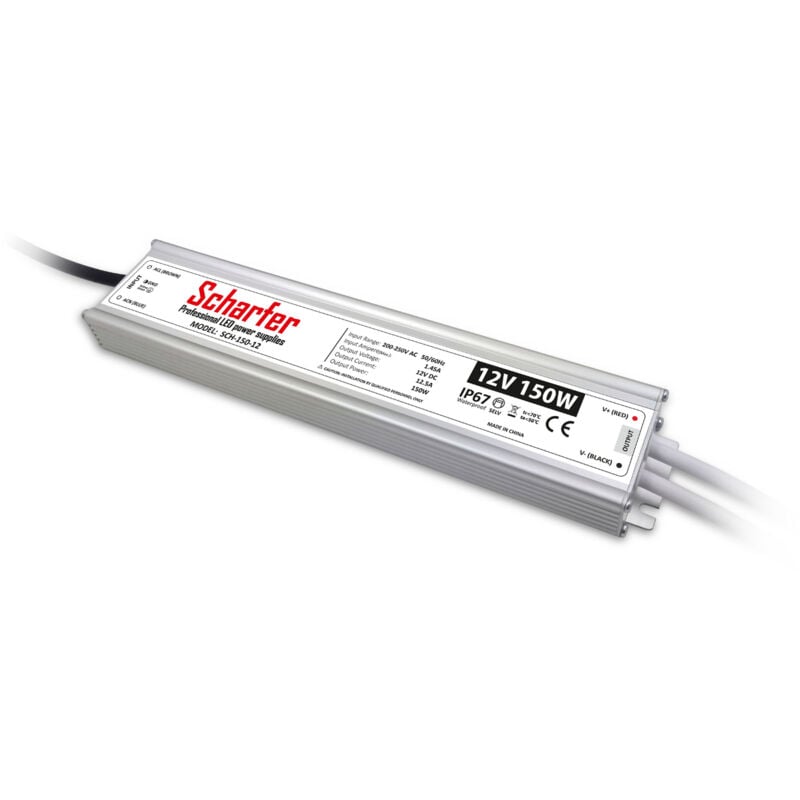 Transformateur led 220V 12V étanche 150W IP67 12.5A universel Scharfer SCH-150-12