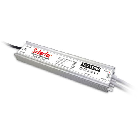 Transformateur LED 220V 12V étanche 150W IP67 12.5A universel Scharfer SCH-150-12