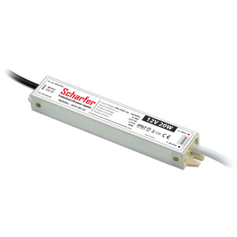 Transformateur LED 220V 12V étanche 20W IP67 1.67A universel Scharfer SCH-20-12