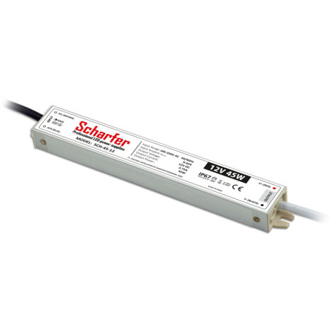 Transformateur LED 220V 12V étanche 45W IP67 3.75A – Protection surcharge et court-circuit – Efficacité 86% pour éclairage LED - SCH-45-12