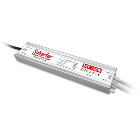 Transformateur LED 220V 24V étanche 150W IP67 6.25A universel Scharfer SCH-150-24