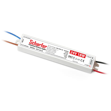 Transformateur LED 220V 24V étanche 18W IP67 0.75A universel Scharfer SCH-18-24