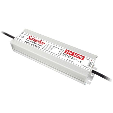 Transformateur LED 220V 24V étanche 200W IP67 8.33A universel Scharfer SCH-200-24