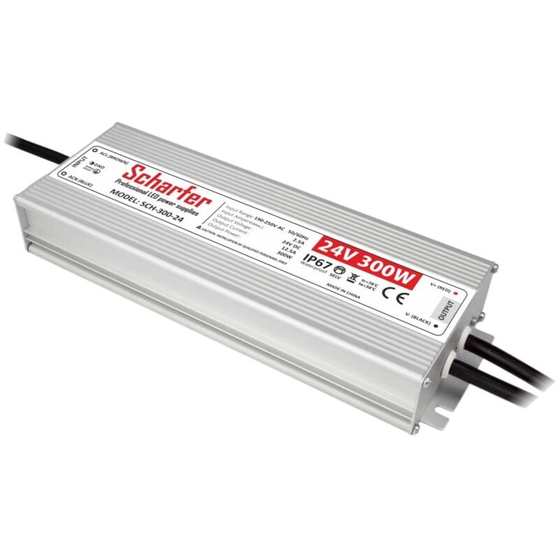 Transformateur led 220V 24V étanche 300W IP67 12.5A universel Scharfer SCH-300-24
