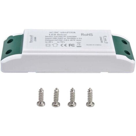 Transformateur LED 24V DC 2A 48W Alimentation à Courant Constant pour Maison et Bureau AC100-240V