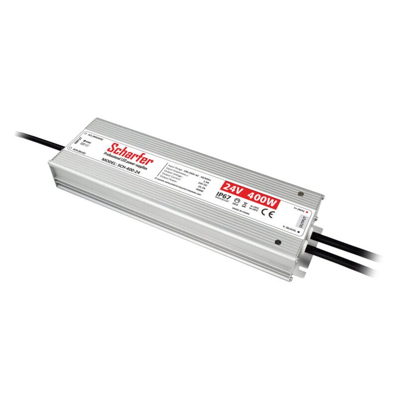 Transformateur LED 24V étanche 400W IP67 16,7A Scharfer SCH-400-24