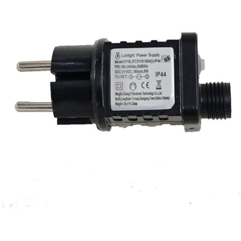 Transformateur LED - 31 V 6 W - Étanche IP44 - Pour Guirlande Lumineuse Extérieure - 9 Modes avec Minuterie - 1 Pièce