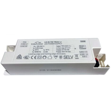 Transformateur LED 700mA 30W TRIAC Bornier EagleRise LS-30-700 TRIAC LI