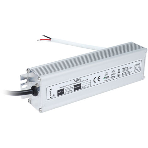 Transformateur LED étanche IP67 50W 100-265V pour ruban 24V, prise européenne