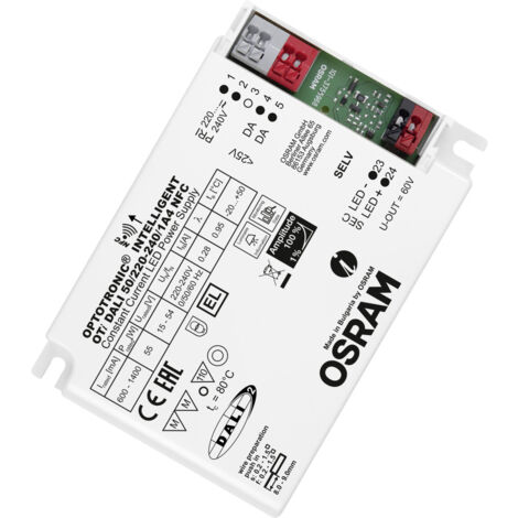 Osram – Transformateur LED DALI 50W 220-240V – Driver compact pour luminaires avec réglage courant – Installation via câble
