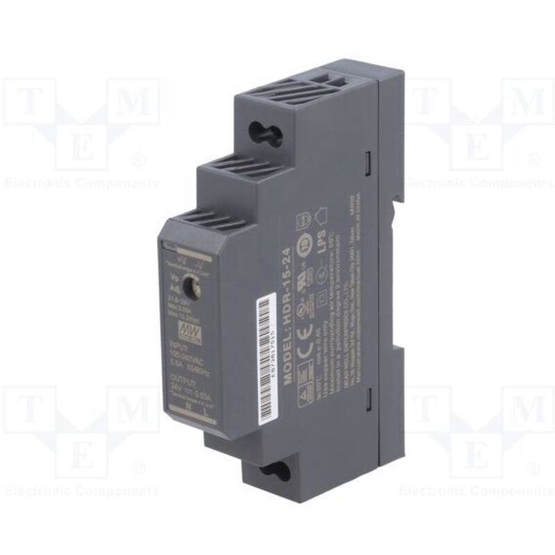 Alimentation rail din Mean Well HDR-15-24 24 v/dc 0.63 a 15.2 w nbr. de SORTIES:1 x