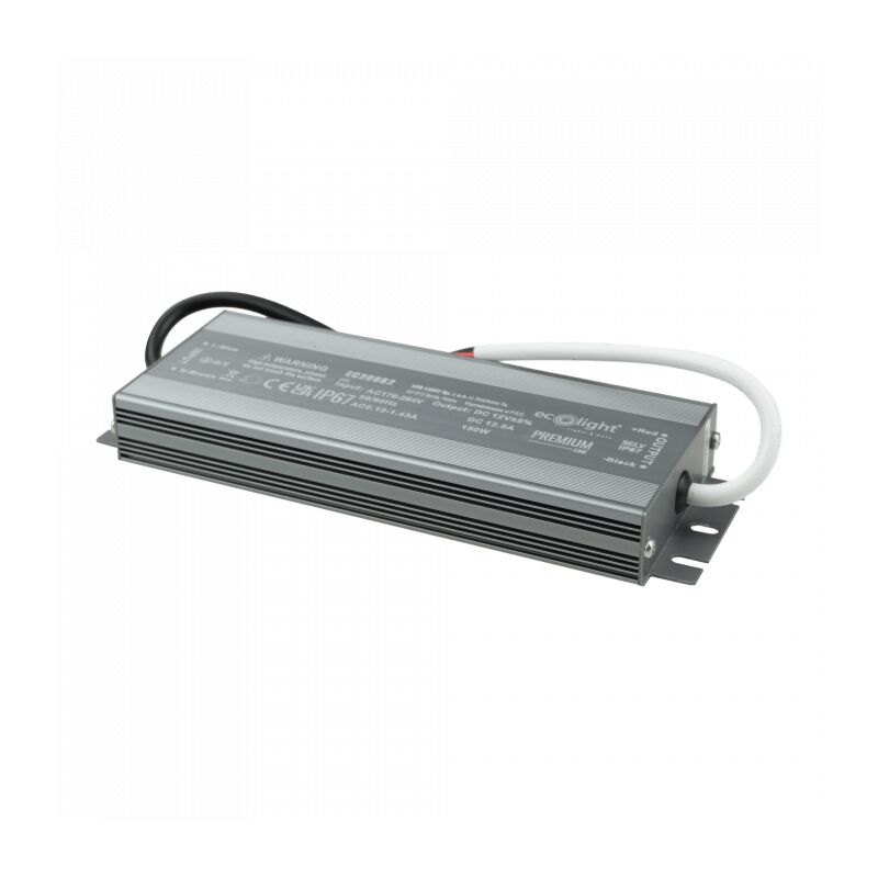 Transformateur led premium étanche IP67 150W 12V noir Eco Light