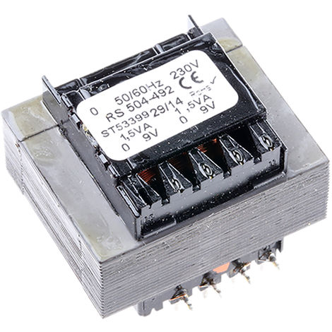Transformateur pour circuit imprimé, Vin V c.a., Vout 2 x 9V c.a., 2  sorties, 1.5VA ( Prix pour 1 )