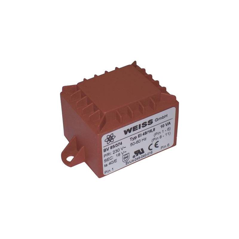 85/372 transformateur pour circuits imprimés 1 x 230 v 1 x 12 v/ac 10 va 833 ma - Weiss Elektrotechnik
