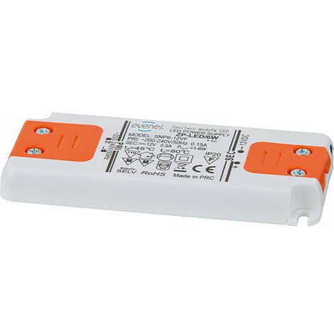 transformateur pour lampe electrique LED 12V DC, 15W, IP20 forme plate, 128x51x14mm