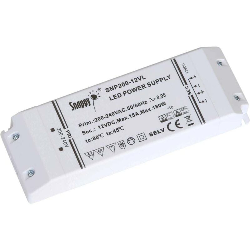 Led 12V200W-MM-EU Transformateur pour led, Driver de led à tension constante 200 w 15 a 12 v/dc homologué pour les meubles 1 pc(s) Q850002 - Dehner