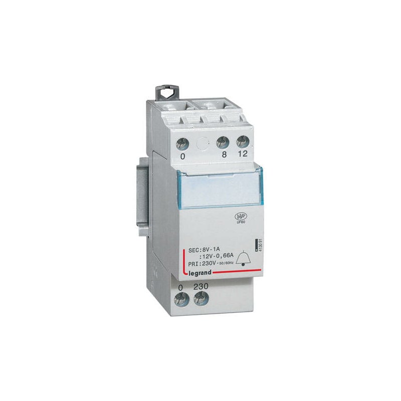 Legrand - Transformateur pour sonnerie 230V vers 12V ou 8V - 8VA - 2 modules