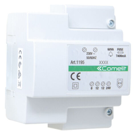 Transformateur rail DIN 60VA 0-230V / 0-12V-24 5 modules - COMELIT - 1195