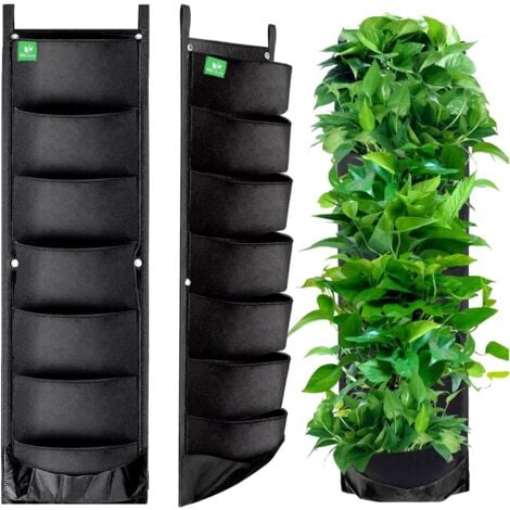 UMNUOU Transformez votre espace de jardinières suspendues améliorées – Lot de 2 jardinières murales verticales à 7 poches pour une utilisation en intérieur et en extérieur – Parfaites pour les balcons, les c