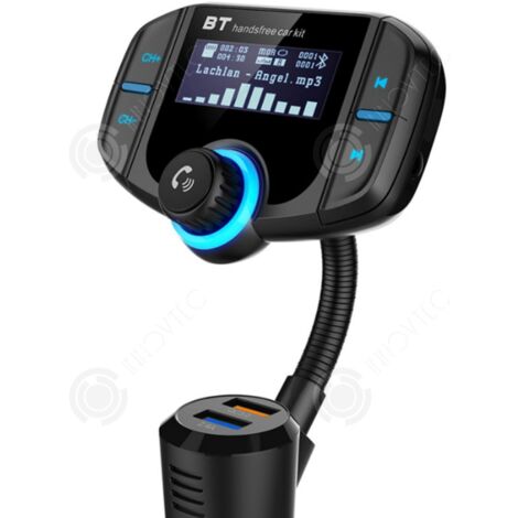 Transmetteur fm 87.5-108.0mhz grand écran de 1,7 pouces chargeur rapide pour voiture adaptateur bluetooth voiture chargeur