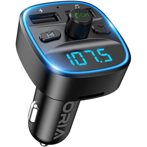 Transmetteur FM Bluetooth 5.3, Avancé Bluetooth Kit Voiture, Dual USB Ports avec QC3.0, Appel Main-Libre sans Fil pour Ecran à LED, Adaptateur Autoradio Lecteur de Musique Soutien USB/TF Carte