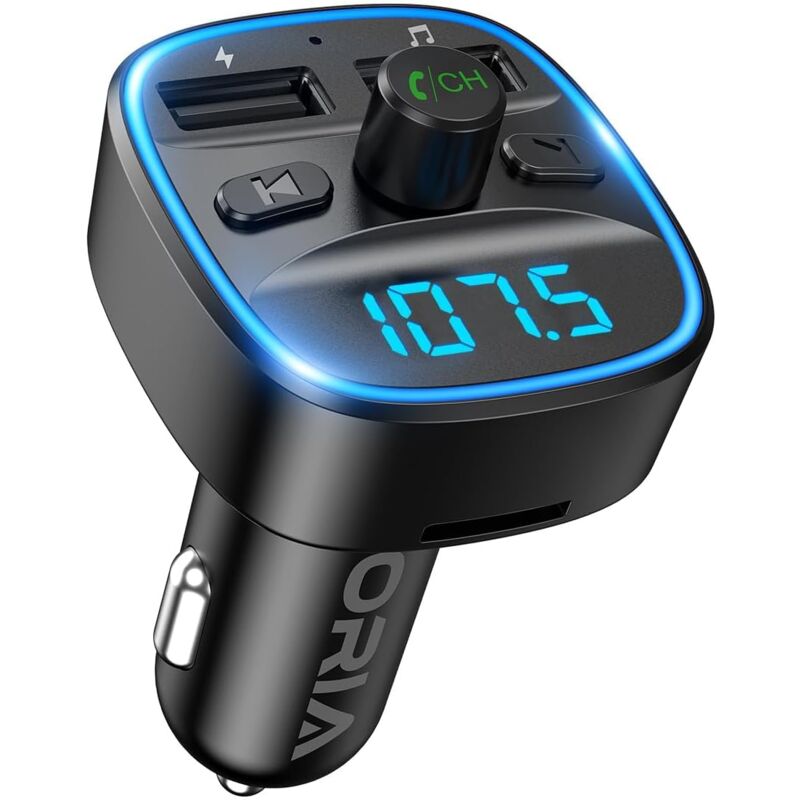 Transmetteur FM Bluetooth 5.3, Avancé Bluetooth Kit Voiture, Dual USB Ports avec QC3.0, Appel Main-Libre sans Fil pour Ecran à LED, Adaptateur