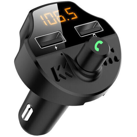 Transmetteur FM Bluetooth Voiture 5.0, Adaptateur Audio sans Fil pour Autoradio Kit Voiture Mains Libres avec Chargeur de Voiture 5V/3.1A, 2 USB Port, Lecteur de Musique MP3 Support TF Card/USB