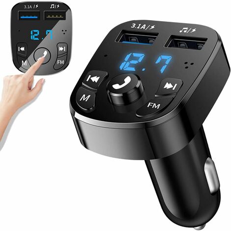 Transmetteur FM Bluetooth Adaptateur Vorstik QC3.0 USB Chargeur de Voiture  Sans Fil Mains Libre Adaptateur Radio Double clé USB & Chargeur avec Écran  LED pour appareils iOS et Android - Accessoire téléphonie