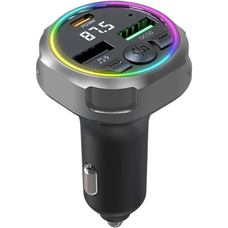 Transmisor FM, adaptador de radio de 7 colores, convertidor de audio para automóvil de 30 W con PD y QC3.0