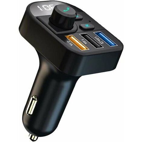 Transmisor FM Bluetooth, kit manos libres Bluetooth para coche, cargador rápido para encendedor de cigarrillos con dos puertos USB, adaptador de radio inalámbrico para reproductor MP3, compatible con