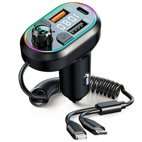 Transmisor FM Bluetooth para coche, reproductor MP3, kit manos libres, adaptador de radio con cargador USB