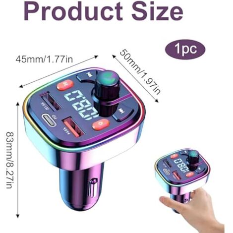 Transmisor FM Bluetooth para coche, [Tipo-C PD20W y QC 3.0] Adaptador MP3 para radio de coche Bluetooth, adaptador de cargador de coche Q5, admite 2 puertos USB y un puerto Tipo-C, admite llamadas man