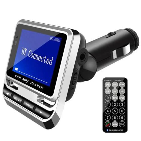 Transmisor/modulador FM para coche, compatible con Bluetooth, reproductor MP3 auxiliar, pantalla LCD de 1,4 pulgadas, función manos libres, juego de accesorios para coche