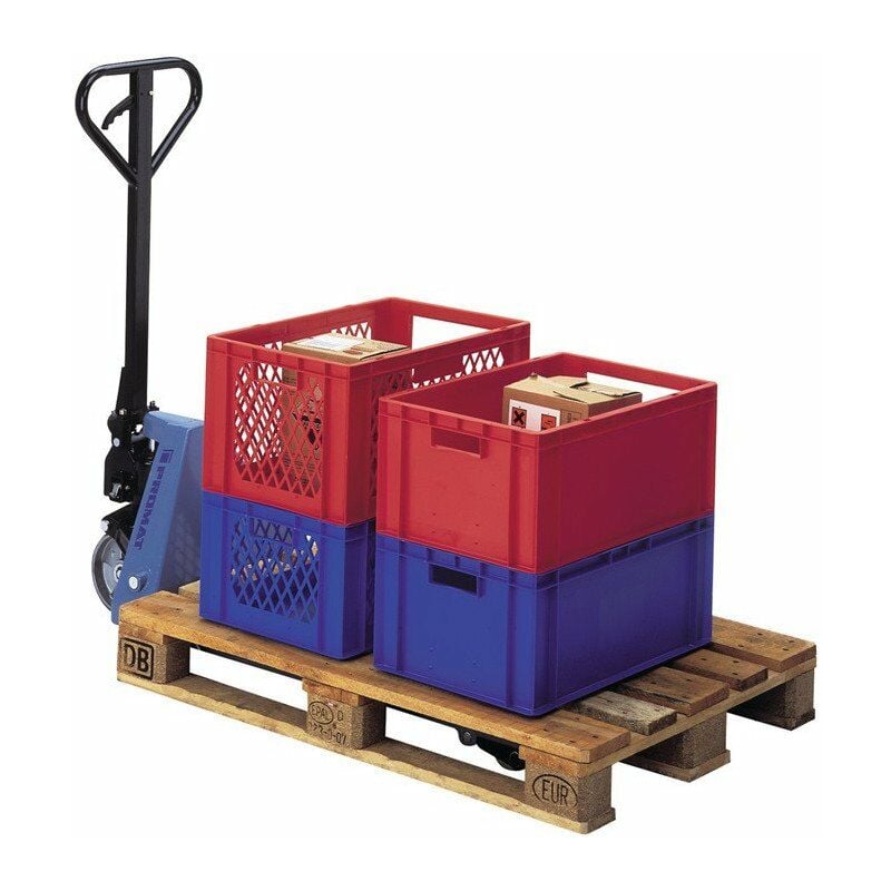 

Promat - Transpaleta L. horquilla 1150 mm cap.ch. 2500 kg acero azul paloma, RAL 5014 PUR / PA